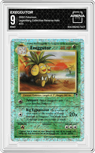 Exeggutor from the 2002 Pokemon  set graded by Arena Club and given an overall grade of 9.