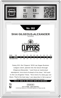 Shai Gilgeous-Alexander from the 2018-19 Panini NBA Hoops  set graded by Arena Club and given an overall grade of 10.