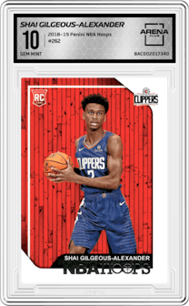 Shai Gilgeous-Alexander from the 2018-19 Panini NBA Hoops  set graded by Arena Club and given an overall grade of 10.