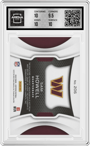Sam Howell from the 2022 Panini Certified set featuring a Mirror Bronze parallel graded by Arena Club and given an overall grade of 10.