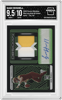 Sam Howell from the 2022 Panini Obsidian set featuring a Electric Etch Green parallel graded by Arena Club and given an overall grade of 9.5.