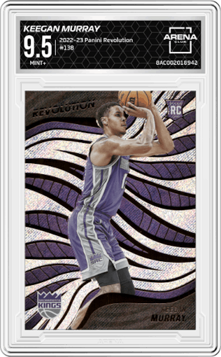 Keegan Murray from the 2022-23 Panini Revolution  set graded by Arena Club and given an overall grade of 9.5.