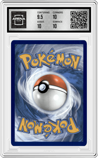 Glaceon VMAX from the 2021 Pokemon SWSH set featuring a 2023 Holiday Calendar parallel graded by Arena Club and given an overall grade of 10.