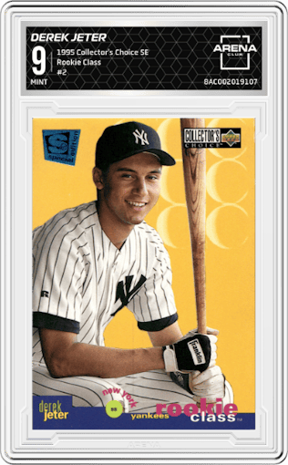 Derek Jeter from the 1995 Upper Deck Collector's Choice SE set graded by Arena Club and given an overall grade of 9.