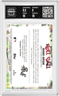  Shohei Ohtani  from the 2023 Topps Big League set graded by Arena Club and given an overall grade of 9.5.