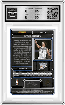 Josh Giddey from the 2022-23 Panini One and One set graded by Arena Club and given an overall grade of 10.
