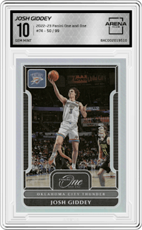 Josh Giddey from the 2022-23 Panini One and One set graded by Arena Club and given an overall grade of 10.