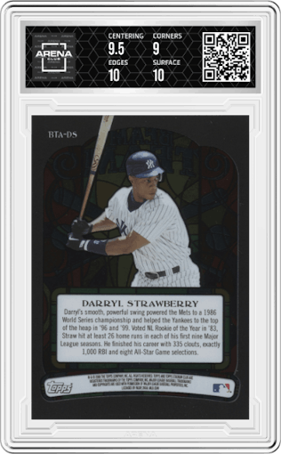 Darryl Strawberry from the 2008 Topps Stadium Club set graded by Arena Club and given an overall grade of 9.5.