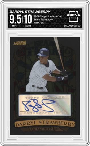 Darryl Strawberry from the 2008 Topps Stadium Club set graded by Arena Club and given an overall grade of 9.5.