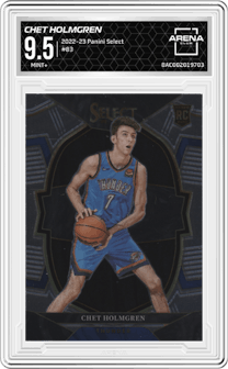 Chet Holmgren from the 2022-23 Panini Select set graded by Arena Club and given an overall grade of 9.5.