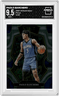 Paolo Banchero from the 2022-23 Panini Select set graded by Arena Club and given an overall grade of 9.5.