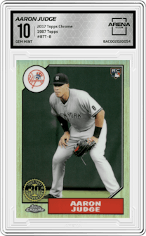 Aaron Judge from the 2017 Topps Chrome set graded by Arena Club and given an overall grade of 10.