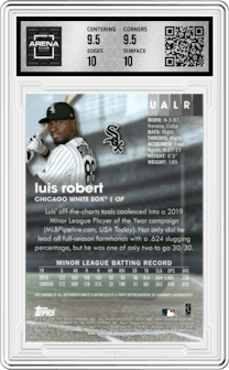 Luis Robert from the 2020 Topps Stadium Club Chrome set graded by Arena Club and given an overall grade of 10.
