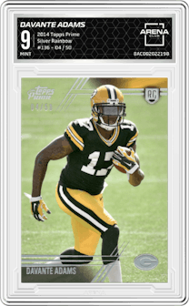 Davante Adams from the 2014 Topps Prime set featuring a Silver Rainbow parallel graded by Arena Club and given an overall grade of 9.