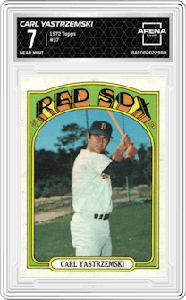 Carl Yastrzemski from the 1972 Topps set graded by Arena Club and given an overall grade of 7.
