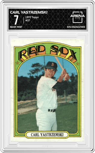Carl Yastrzemski from the 1972 Topps set graded by Arena Club and given an overall grade of 7.