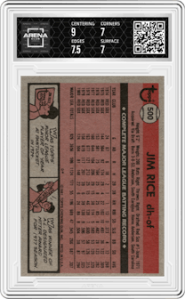 Jim Rice from the 1981 Topps set graded by Arena Club and given an overall grade of 7.5.