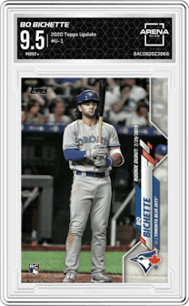 Bo Bichette from the 2020 Topps Update  set graded by Arena Club and given an overall grade of 9.5.