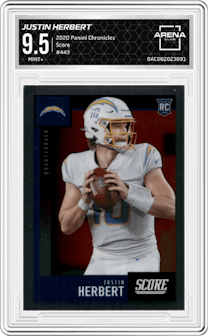 Justin Herbert from the 2020 Panini Chronicles set graded by Arena Club and given an overall grade of 9.5.