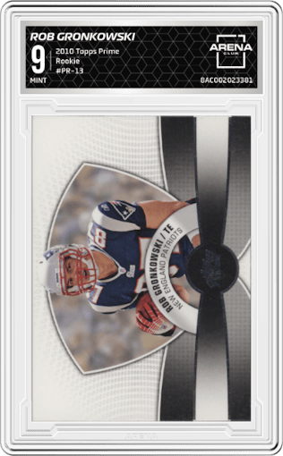 Rob Gronkowski from the 2010 Topps Prime set graded by Arena Club and given an overall grade of 9.