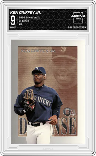 Ken Griffey Jr. from the 1996 E-Motion XL set graded by Arena Club and given an overall grade of 9.