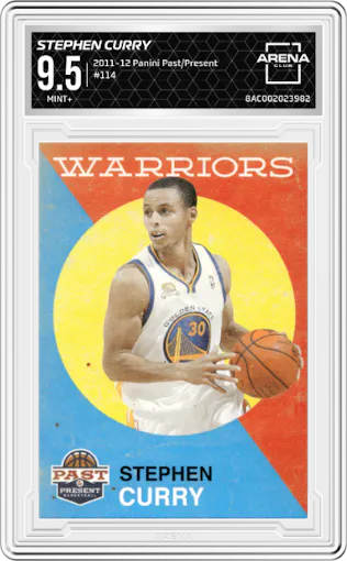 Stephen Curry from the 2011-12 Panini Past & Present set graded by Arena Club and given an overall grade of 9.5.