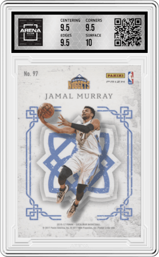 Jamal Murray from the 2016-17 Panini Excalibur set featuring a Camo parallel graded by Arena Club and given an overall grade of 10.