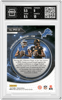 Hendon Hooker from the 2023 Panini Prizm set graded by Arena Club and given an overall grade of 9.