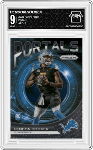 Hendon Hooker from the 2023 Panini Prizm set graded by Arena Club and given an overall grade of 9.