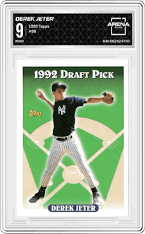 Derek Jeter from the 1993 Topps set graded by Arena Club and given an overall grade of 9.