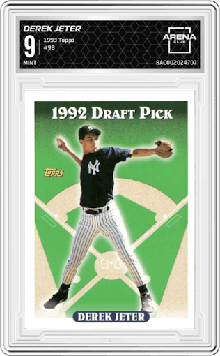 Derek Jeter from the 1993 Topps set graded by Arena Club and given an overall grade of 9.