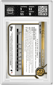 Jakob Marsee from the 2022 Bowman Draft Sapphire Edition set graded by Arena Club and given an overall grade of 9.5.