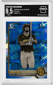 Jakob Marsee from the 2022 Bowman Draft Sapphire Edition set graded by Arena Club and given an overall grade of 9.5.