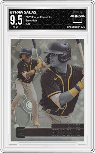 Ethan Salas from the 2023 Panini Chronicles set graded by Arena Club and given an overall grade of 9.5.