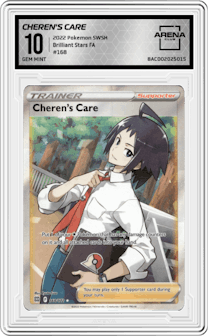 Cheren's Care from the 2022 Pokemon SWSH set graded by Arena Club and given an overall grade of 10.