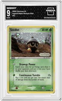 Seedot from the 2006 Pokemon EX set graded by Arena Club and given an overall grade of 9.