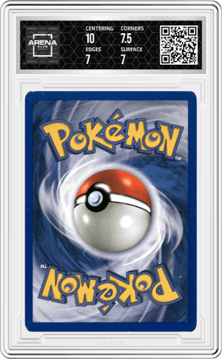 Chansey from the 2000 Pokemon set graded by Arena Club and given an overall grade of 7.5.
