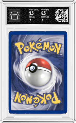 Lt. Surge's Raichu from the 2000 Pokemon GH set graded by Arena Club and given an overall grade of 7.