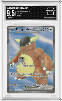 Kangaskhan ex from the 2023 Pokemon SV set graded by Arena Club and given an overall grade of 9.5.
