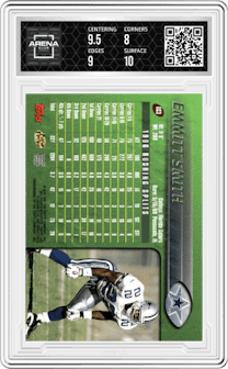 Emmitt Smith from the 1996 Stadium Club  set graded by Arena Club and given an overall grade of 8.5.