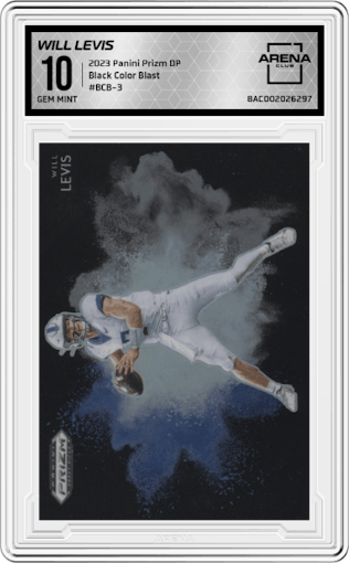 Will Levis from the 2023 Panini Prizm Draft Picks set graded by Arena Club and given an overall grade of 10.