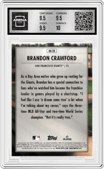 Brandon Crawford from the 2023 Topps Update set graded by Arena Club and given an overall grade of 10.