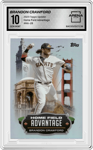 Brandon Crawford from the 2023 Topps Update set graded by Arena Club and given an overall grade of 10.