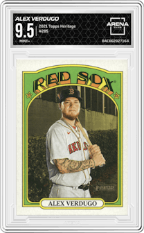 Alex Verdugo from the 2021 Topps Heritage set graded by Arena Club and given an overall grade of 9.5.