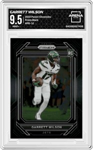 Garrett Wilson from the 2022 Panini Chronicles set graded by Arena Club and given an overall grade of 9.5.