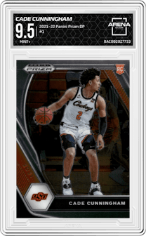 Cade Cunningham from the 2021-22 Panini Prizm Draft Picks set graded by Arena Club and given an overall grade of 9.5.