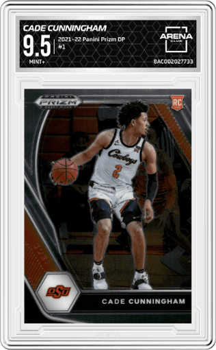 Cade Cunningham from the 2021-22 Panini Prizm Draft Picks set graded by Arena Club and given an overall grade of 9.5.