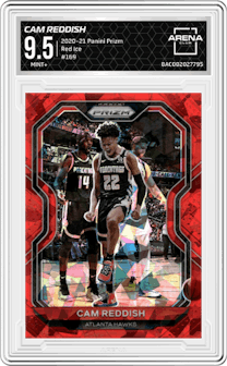 Cam Reddish from the 2020-21 Panini Prizm set featuring a Red Ice parallel graded by Arena Club and given an overall grade of 9.5.