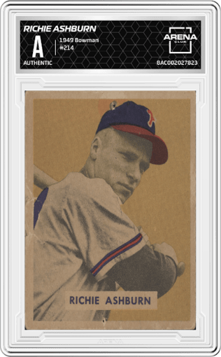 Richie Ashburn from the 1949 Bowman set graded by Arena Club.