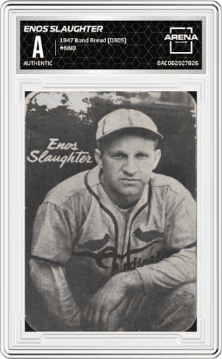 Enos Slaughter from the 1947 Bond Bread (D305) set graded by Arena Club.